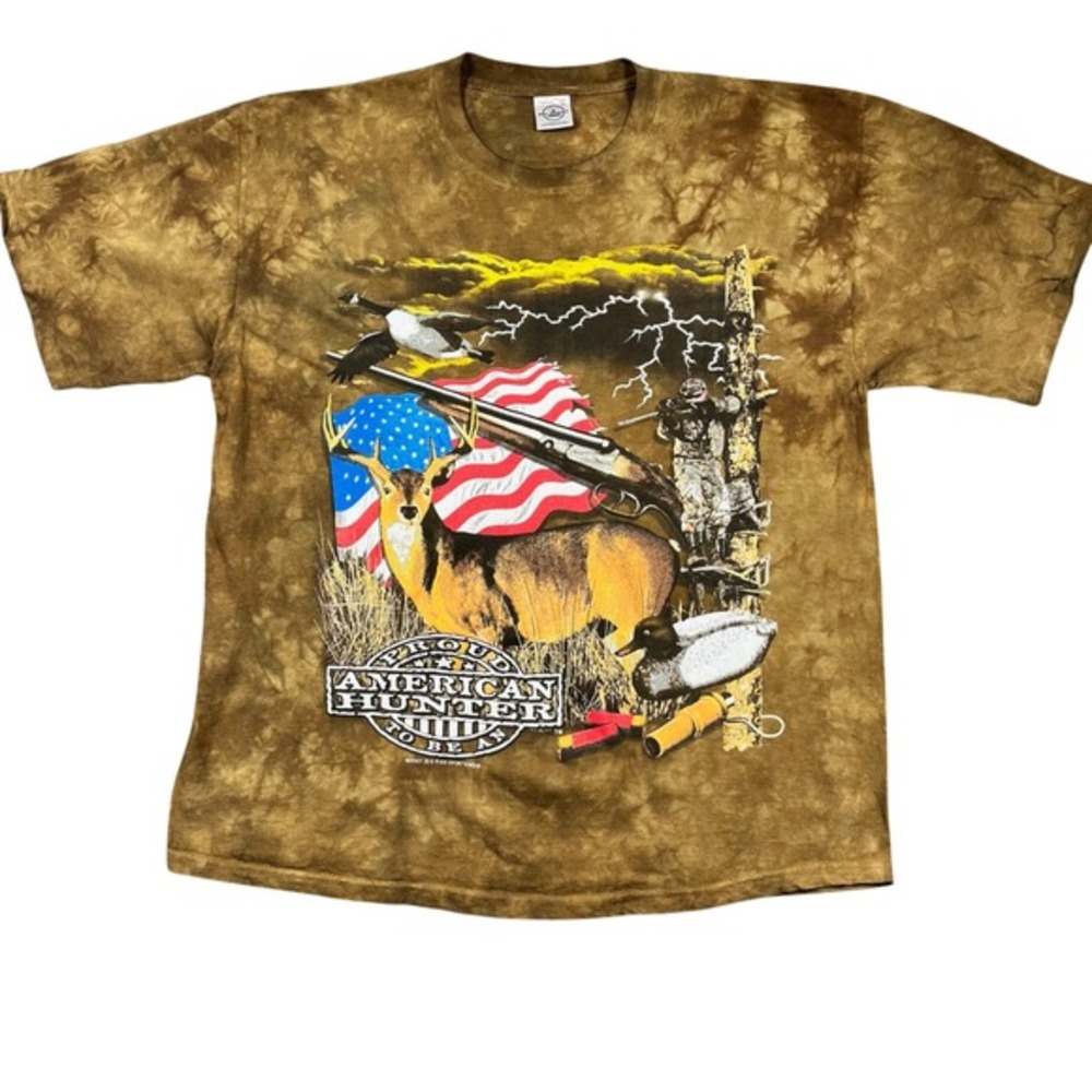 Delta Pro Weight American Hunter Graphic T-Shirt Hunting USA Flag XL vintage Y2K